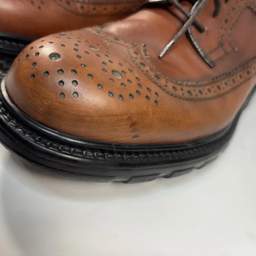 Vtg Banana Republic Italy Brown wingtip oxfords  lace-up Chunky‎ Sole9.5 D Y2K